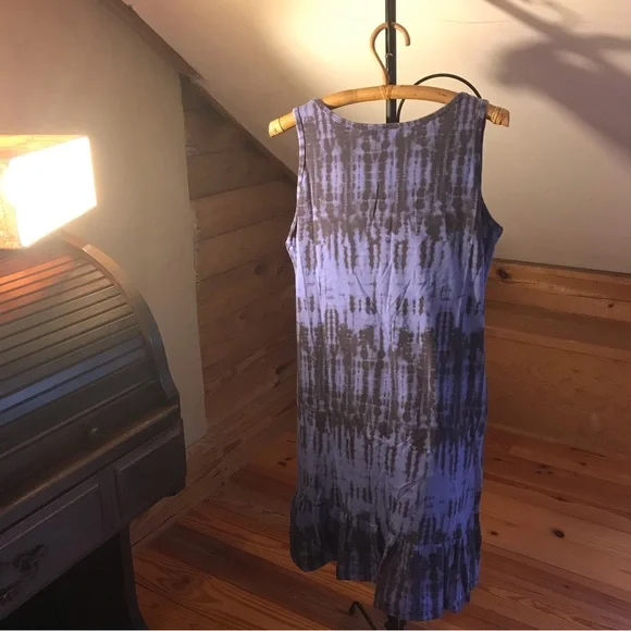 Prairie Cotton Blue Black Tie-Dye Swimsuit Cover-Up, EUC, L - Picture 2 of 12